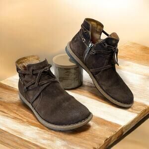 Born Tarklin Boots Women’s Size 8.5 Brown Suede Ankle Wrap Lace Side Zip -Boho